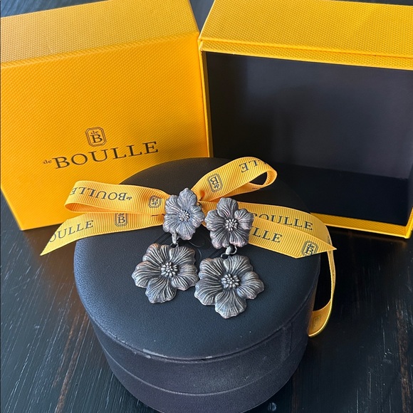 Buccellati Gardenia Flower Drop Earrings – Sterling Silver Floral Vintage Style - Picture 7 of 7